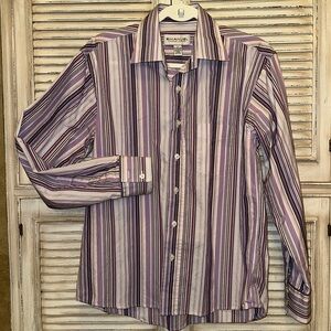 Cotton Dress shirt, lavender purple stripe, Sz M